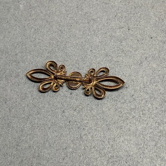 Victorian Brooch Pin 3.5 In Purple Teal Enamel Gold Swirls Detail Retro Vintage - Picture 3 of 4